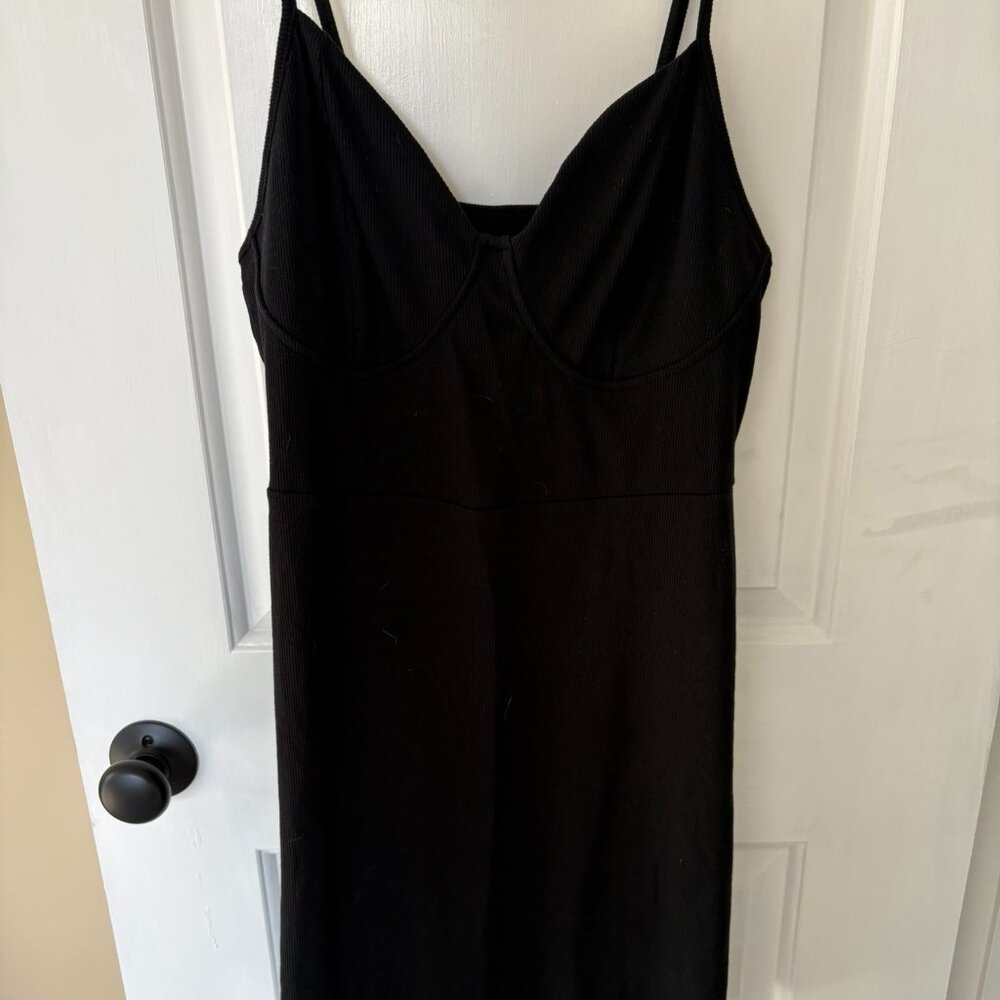 black ribbed corset style dress
